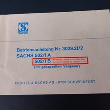 Betriebsanleitung Nr. 3029.21/2 Sachs 502/1A   502/1B