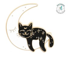 Anstecker Katze Mondsichel Himmel Schlaf Talisman Glücksbringer Geschenkidee