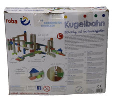 roba Kugelbahn 100 teilig - Holzkugelbahn groß - Murmelbahn inkl. Bausteine