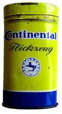Blechdose antik, Continental Flickzeug/ Trompus, ca. 1950, Höhe 8 cm, GUT
