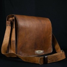 18 " Herren Antikleder Kuriertasche Umhängetasche Laptop-Tasche Dunkelbraun