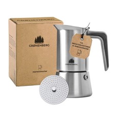 Groenenberg Espressokocher Edelstahl 6 Tassen (300 ml) | Espressokanne Induktion
