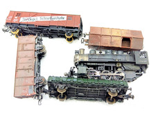 Schrottplatz 4 Güterwagen + Dampflok HO DDR Modelleisenbahn