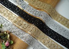 Perlen Metallic Spitzenborte 1