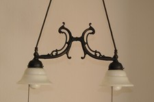 Berliner Lampen Deckenlampe Metall 2 flammig Glasschirm Hängeleuchte