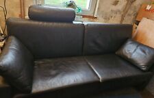 Ledersofa 3er und 2er in schwarz