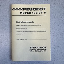 Betriebserlaubnis ABE Peugeot 103 Papiere BV-D Moped 50 Km/h blanko 
