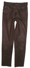 lange Herren- LEDERJEANS / Nubuk- Lederhose in schoko- braun ca. W31" /L36" 