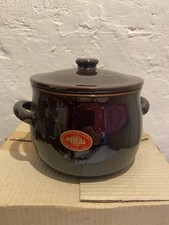 Piral, Kochtopf mit Deckel, Keramik, Dunkelbraun Midcentury Italien Original