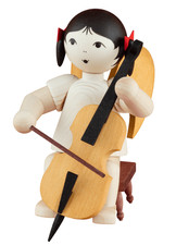 Schleifenengel Cello Hocker 11cm gebeizt - Ulmik Erzgebirge - NEU & OVP