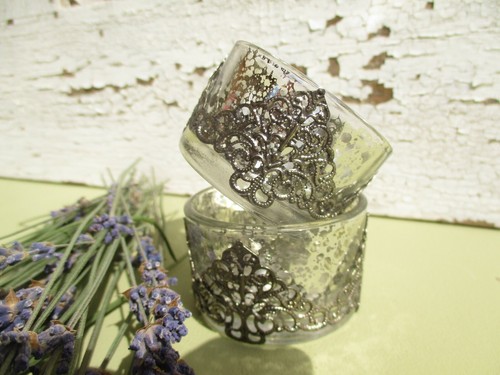 Glas silber rund