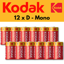 Kodak Batterien, D Mono 12er Pack, Markenqualität, R20, Zink Kohle, 1,5V