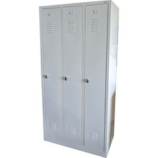 Metallspind - Kleiderschrank - Stahlblech grau - 3 Flügeltüren