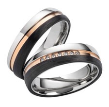 Trauringe Eheringe Verlobungsringe Carbon Titan Partnerring  Zirkonia Gravur