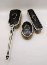 Antik 1920/30er Jahre 3 teiliges gepunztes Silber Schildpatt Schminktisch Set