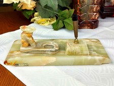 Schreibtischgarnitur Onyx Schreibtisch Set 3 tlg. Platte Achenbecher Stifthalter