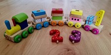 Eisenbahn Zug aus Holz, Holzspielzeug für Kinder, Kerzen-Deko Geburtstag 8teilig