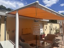 Elektrische Markise von Weinor Aluminium Weiss Tuch Wasserdicht, gelb