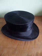 zylinder seidenfell schwarz tophat 53er mausfell seide madhatter hutmacher hut⭐