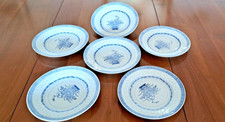 Service Reiskorn Porzellan, Reisauge, China, Speise Teller , weiß blau , 6 Stück