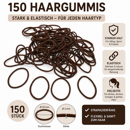 150 stück haargummi braun - haargummi,