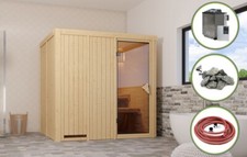 Karibu Sauna Heimsauna SODIN 196x170cm inkl. 9 KW BIO Ofen ext. Strg AKTION 