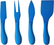 Käsemesser Set Edelstahl Rostfrei Buttermesser 4-teilig Küchen Käsebesteck Blau