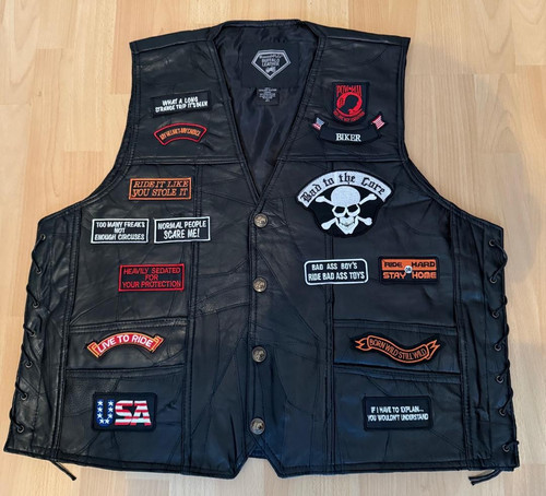 Herren lederweste biker kutte - ,