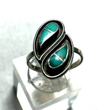 925 Sterling Silber Ring Indianerschmuck Türkis Navajo Handarbeit RG 53