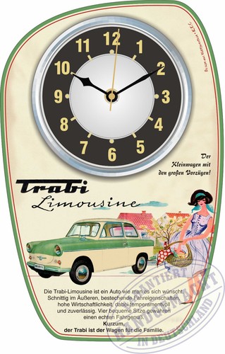 Oldtimer wanduhr motiv trabant - oldtimer,