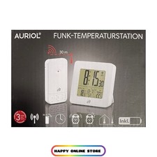 AURIOL® Funktemperaturstation LCD Wecker Uhr Inklusive Batterien Weiß Neu Ovp