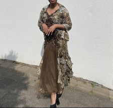 Partykleid gerüscht,mermaid Look mit Tüll,Leoprint,orientalisch braun,gold,weiß