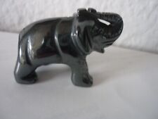 Elefant Mini Statue Schwarz Marmor Obsidian 5,3 cm Glück Figur Hochglanz massiv