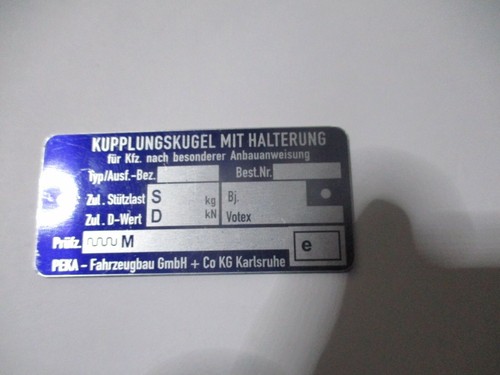 Typenschild ahk peka - typenschild,