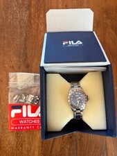 Damen Uhr Tachymeter FILA E-3H-L6 Water Resistant 100m  MOVT 6L 12 Silber Metall