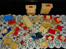 Puppenmöbel Puppen Holz Konvolut Küche Wohnzimmer Schlafzimmer