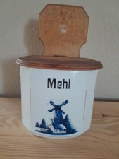 Alte Mehldose, Mehlbehälter, Mühle, Holland, Keramik, blau, weiß, Vintage