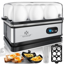 KESSER® Eierkocher Edelstahl max. 6 Eier 400W Warmhaltefunktion mit Messbecher