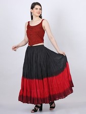 Damen Gypsy Bauchtanz Baumwolle Rock 25 Yard - schwarz/rot/rotrotbraun