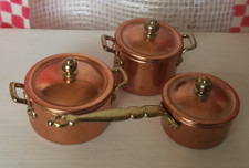 Bodo Hennig 3 Kupfer-Töpfe Kochtopf Set 876 Puppenstuben MINIATUR