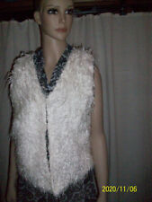 Damen Weste Gr.38/40  Fell Weste Zottelfell Weste Weiss Pullunder Unikat NEU
