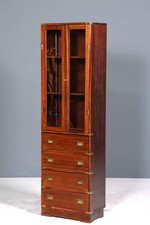Englische Vitrine Maritime Bibliothek Schrank echt Holz Geschirrschrank 1 von 3