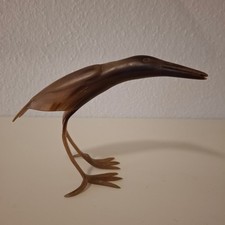 Figur Vogel aus Büffelhorn Handgeschnitzt H 15 cm, L 20 cm, Vintage 60er Jahre