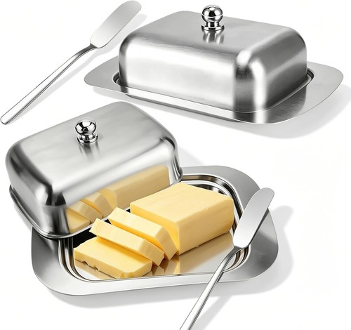 Butterdose edelstahl - 2x,