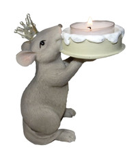 Teelichthalter Maus Krone grau