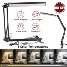 LED Klemmleuchte Dimmbar Schreibtischlampe mit Schwenkarm USB Tischlampe 110cm