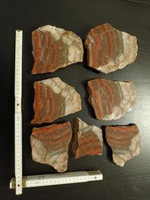 Konvolut Trümmerachat, Schlottwitz, Sachsen, 7 Stück