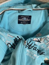 Schicke SOCCX Jacke in Hellblau/Grün mit Kapuze