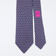 HERMES KRAWATTE 605742 HA Pferdegebiss & Steigbügel an dunkelblauer Seidenkra...