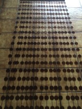 Pailetten Vorhang 70er Jahre mit braunen Scheiben und Perlen neu